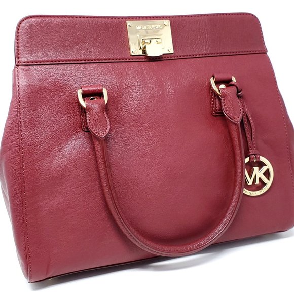 NWOT MICHAEL KORS Astrid Leather Satchel (Claret) - Picture 1 of 12